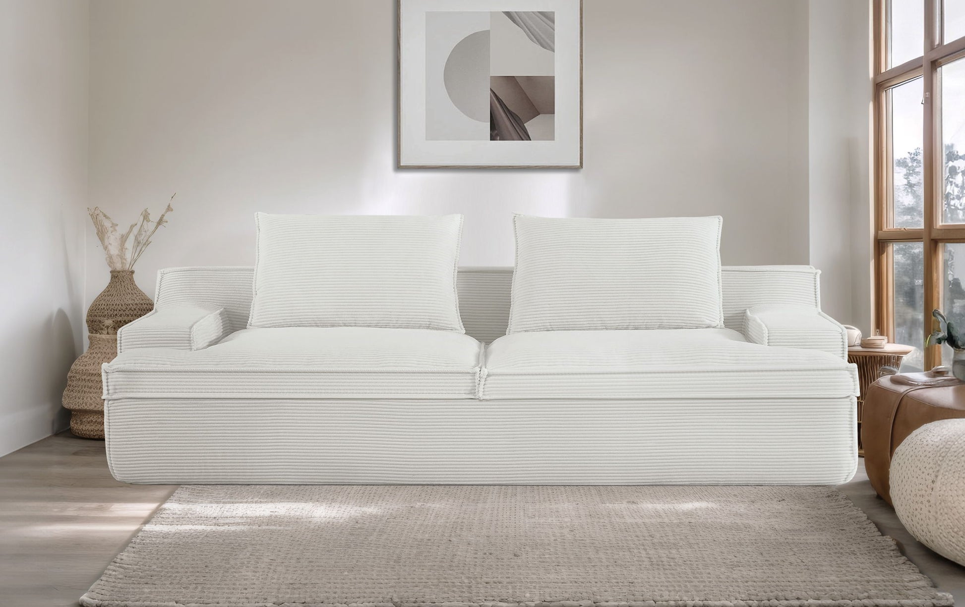 Nimbus - Oversized Full Foam 4 Seater Couch For Living Room Upholstered In Soft Corduroy, Wide Armrests US Pride