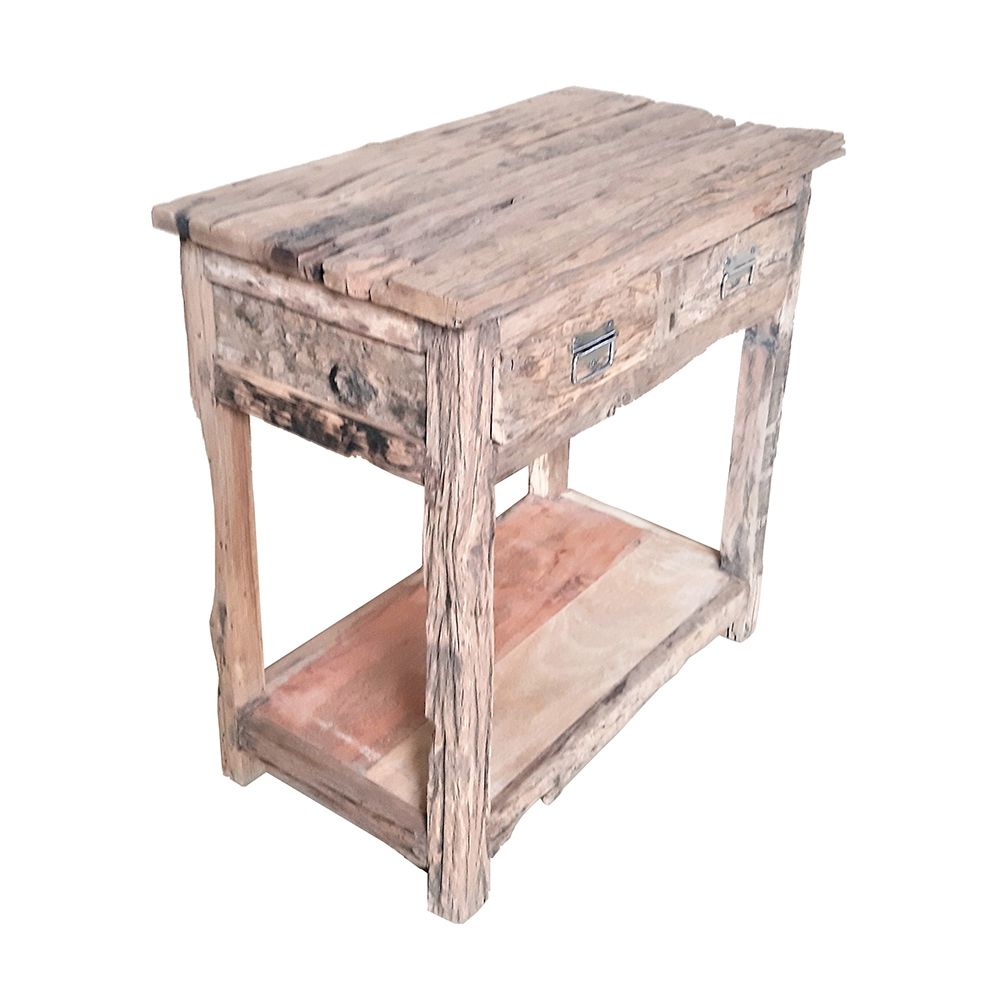 Rustic 2 Drawer Kitchen Island - Wood Home Essentials