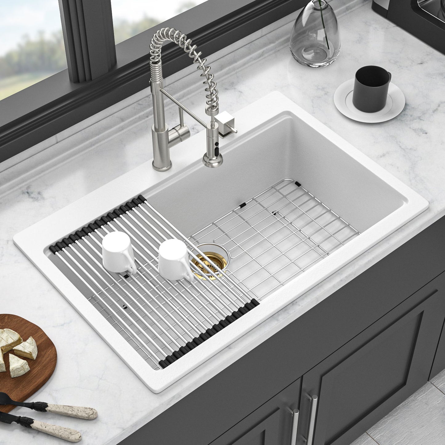 Granite Composite Quartz Kitchen Sink With Workstation Features And Drop In Design Daily Nest