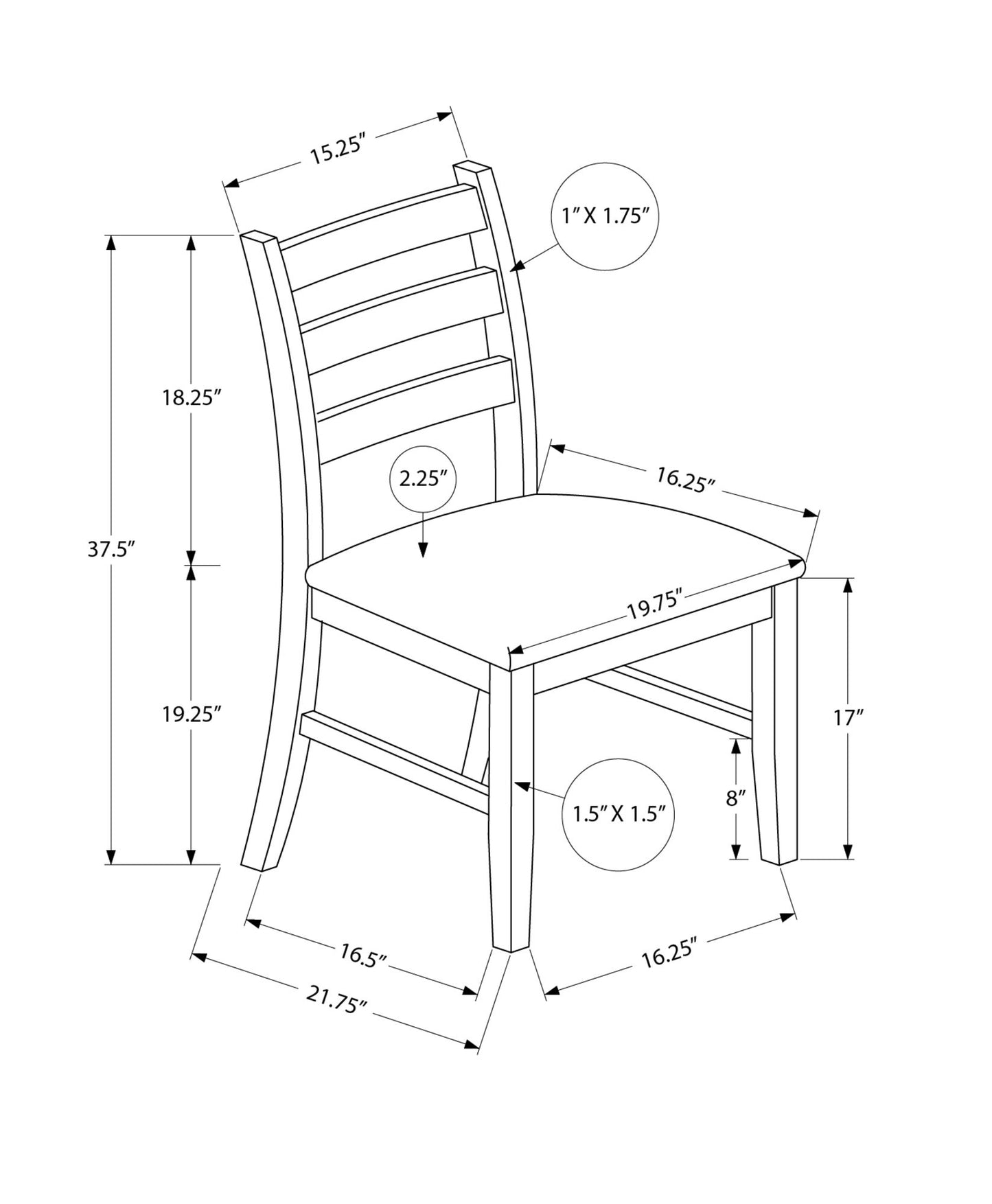 Dining Chair, Dining Room, Side, Upholstered, Transitional (Set of 2) - Black 8th Street