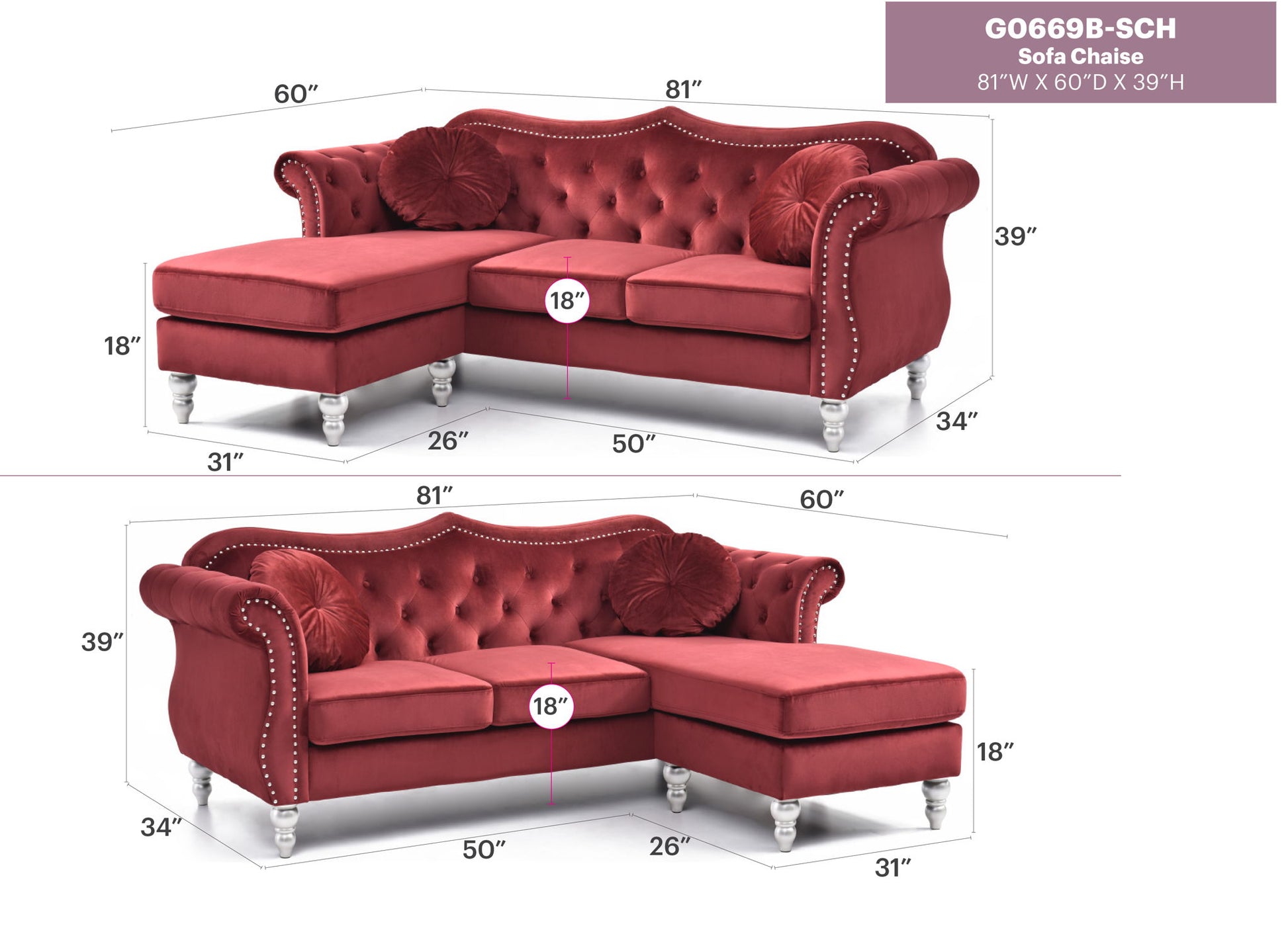 Hollywood - Sofa Chaise Glory Furniture