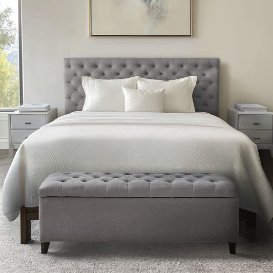 Shandra - Tufted Top Storage Bench - Gray Madison Park