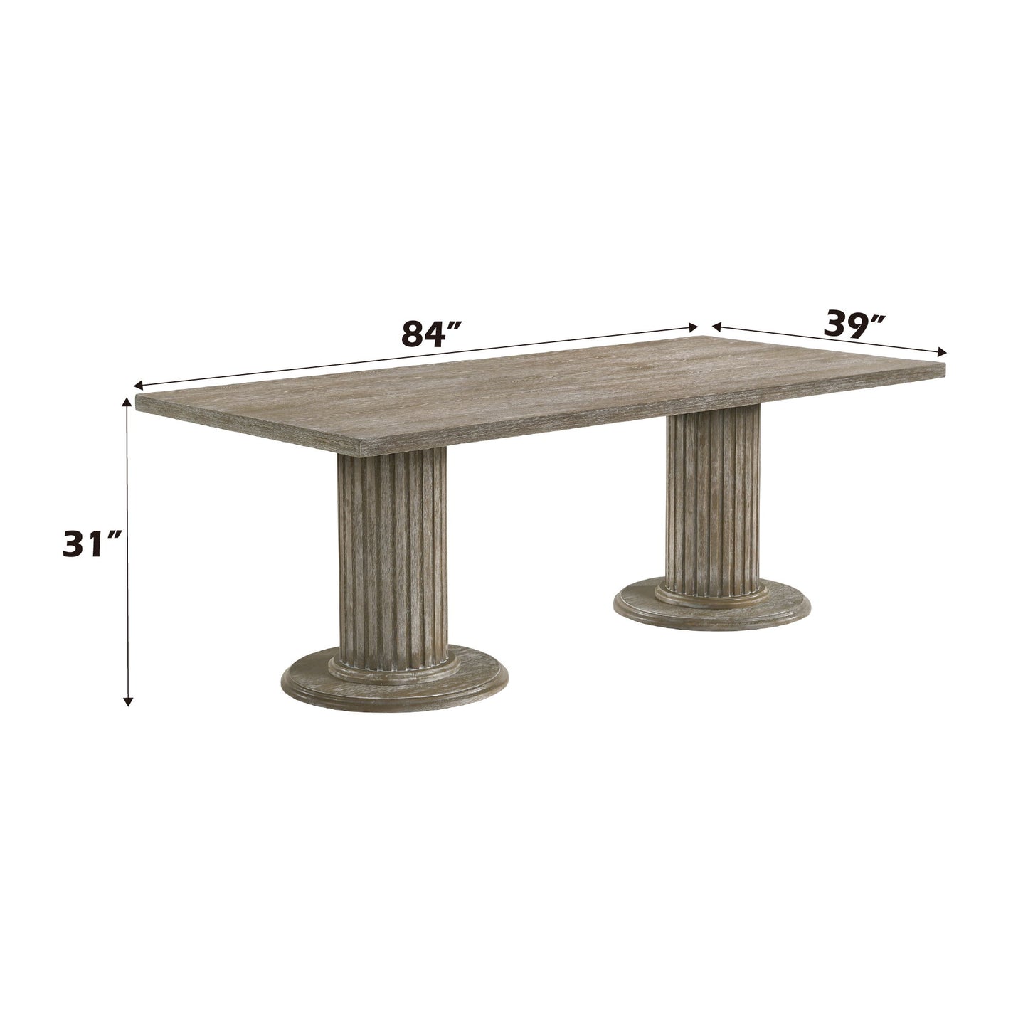 Gabrian - 7 Pieces Dining Room Set, Reclaimed - Beige / Gray Acme