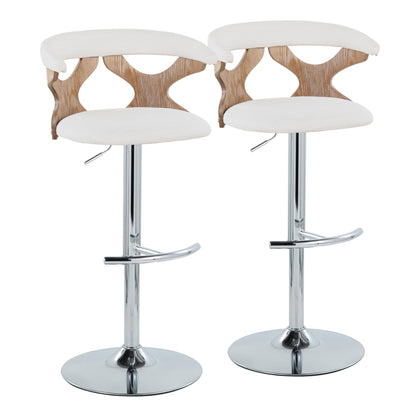 Gardenia - Contemporary Adjustable Barstool With Swivel / Rounded T Footrest (Set of 2) Lumi Source