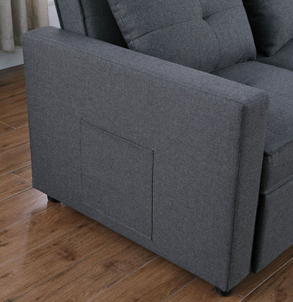 Zoey - Linen Convertible Sleeper Loveseat With Side Pocket