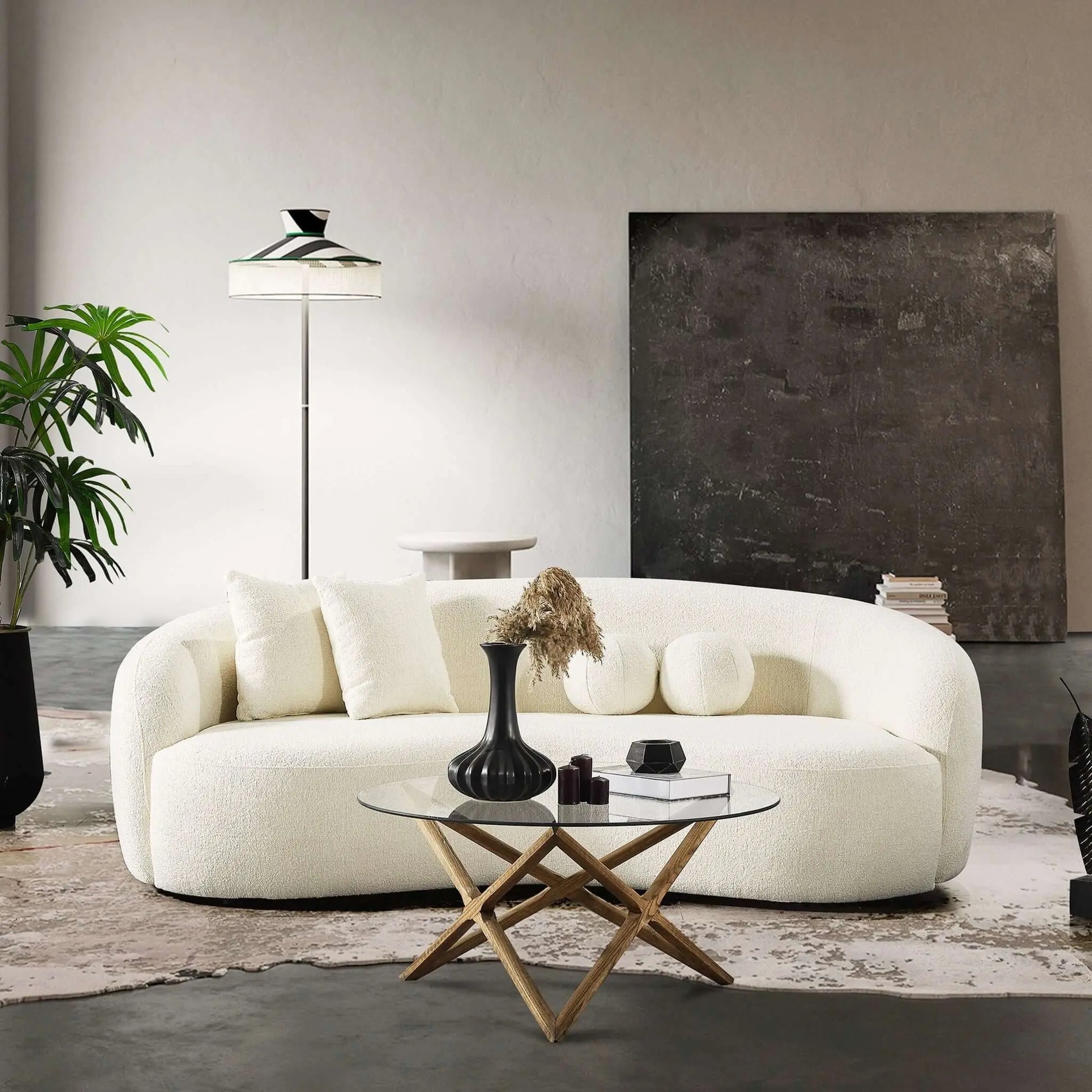 Drake - Japandi Style Curvy Boucle Sofa Ashcroft Furniture