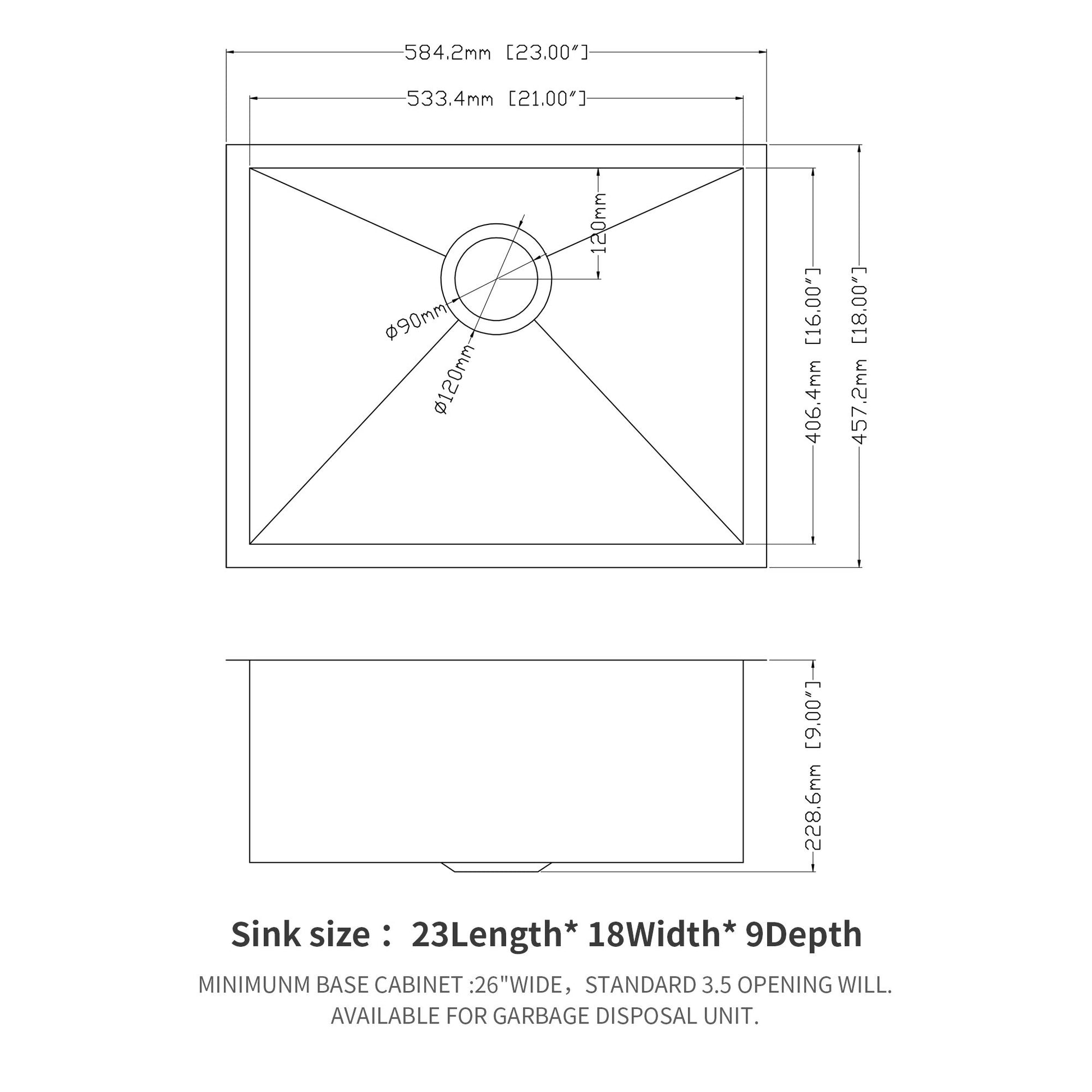 Modern Undermount Stainless Steel Kitchen Sink 16 Gauge, Deep Single Bowl Daily Nest