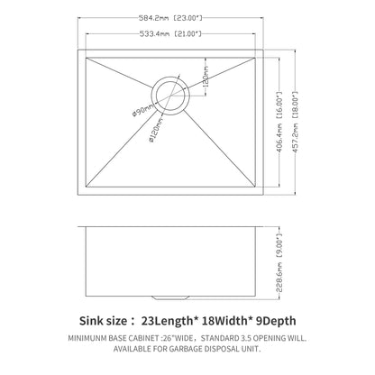 Modern Undermount Stainless Steel Kitchen Sink 16 Gauge, Deep Single Bowl Daily Nest