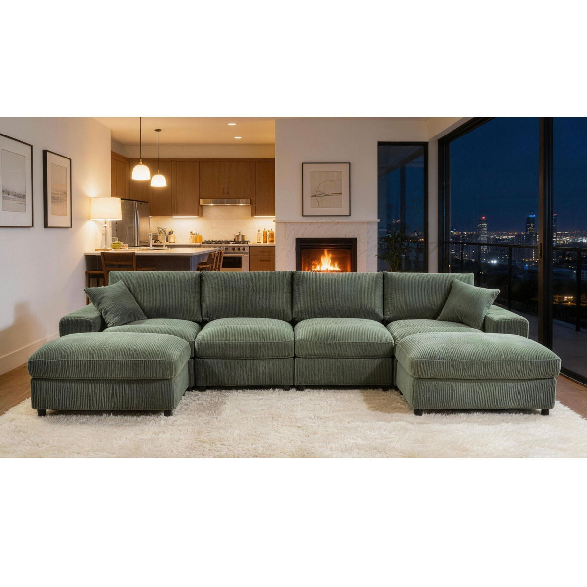 Sectional Sofa With 2 Ottomans And Toss Pillows Home Essentials