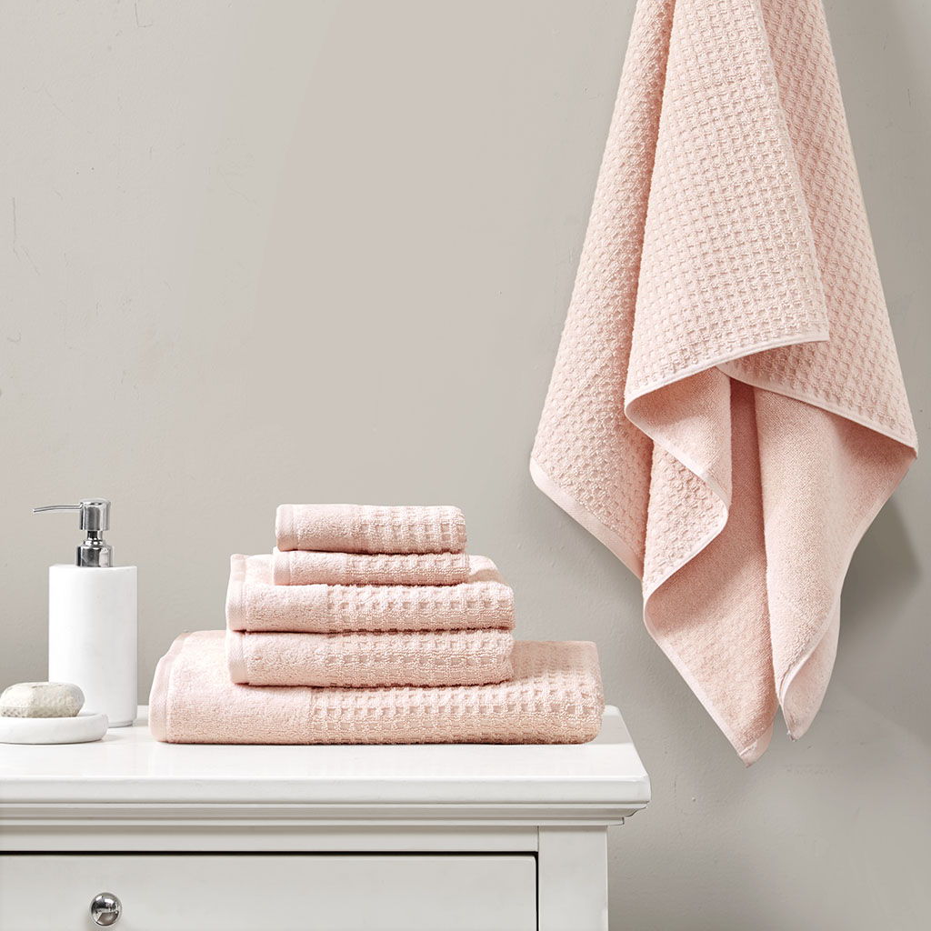 Spa - 6 Piece Jacquard Antimicrobial Towels Set - Pink