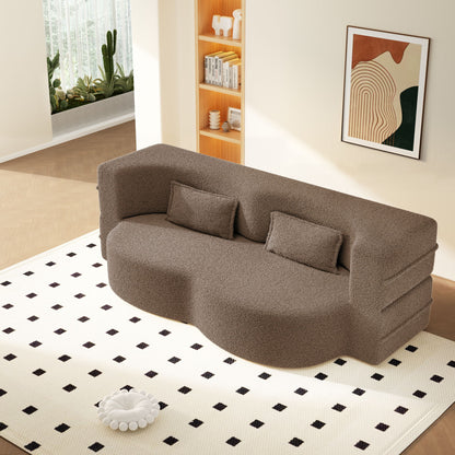 Modern Floor Sleeper Sofa Bed With 2 Pillows, Convertible Twin Size Folding Mattress For Living Room Home Essentials