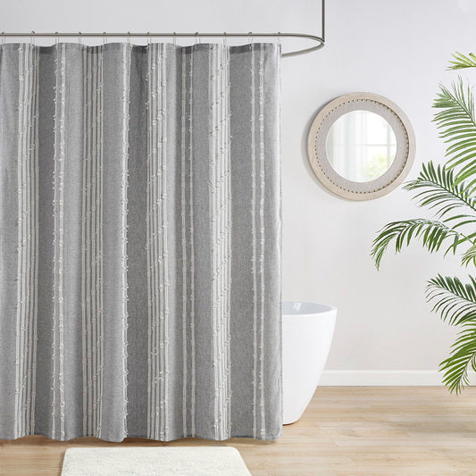 Kara - Cotton Jacquard Shower Curtain - Gray