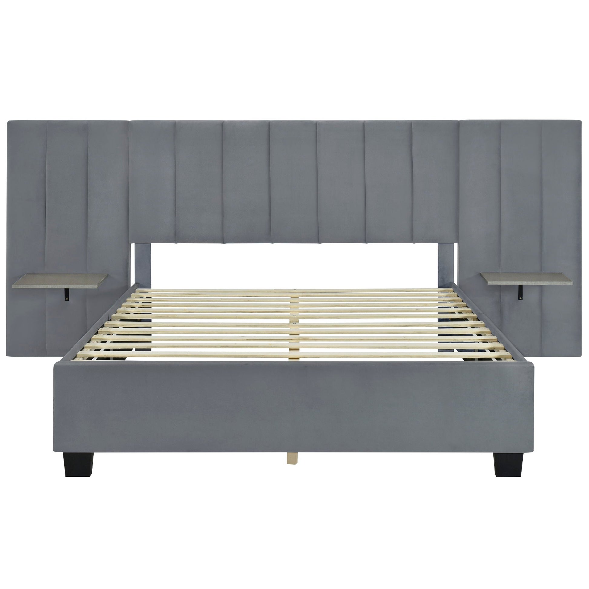Upholstered Platform Bed With Big Headboard Halcyon Home