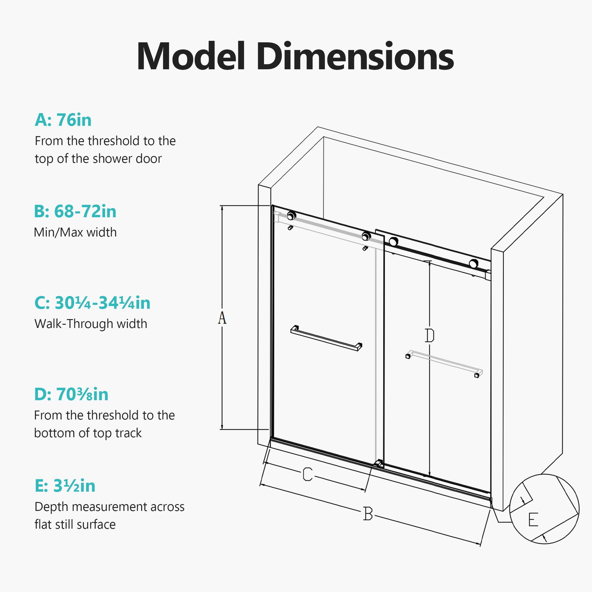 Frameless Double Sliding Soft-Close Shower Door, 3 / 8" (10Mm) Thick SGCC Tempered Glass Door, Matte Daily Nest