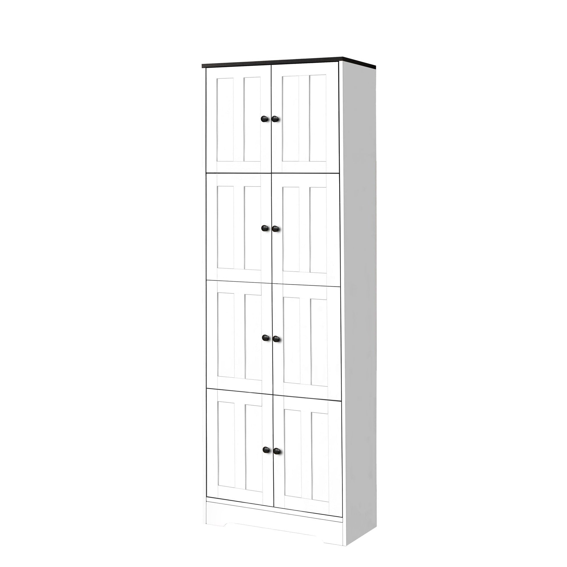 Tall Storage Cabinet With 8 Doors And 4 Shelves, Wall Storage Cabinet For Living Room, Kitchen, Office, Bedroom, Bathroom Home Essentials