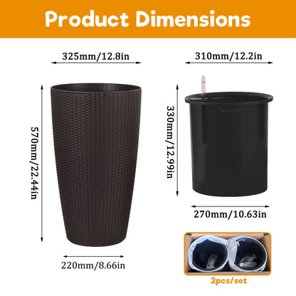 Tall Planters Set With Water Level Monitor And Auto Watering Daily Nest
