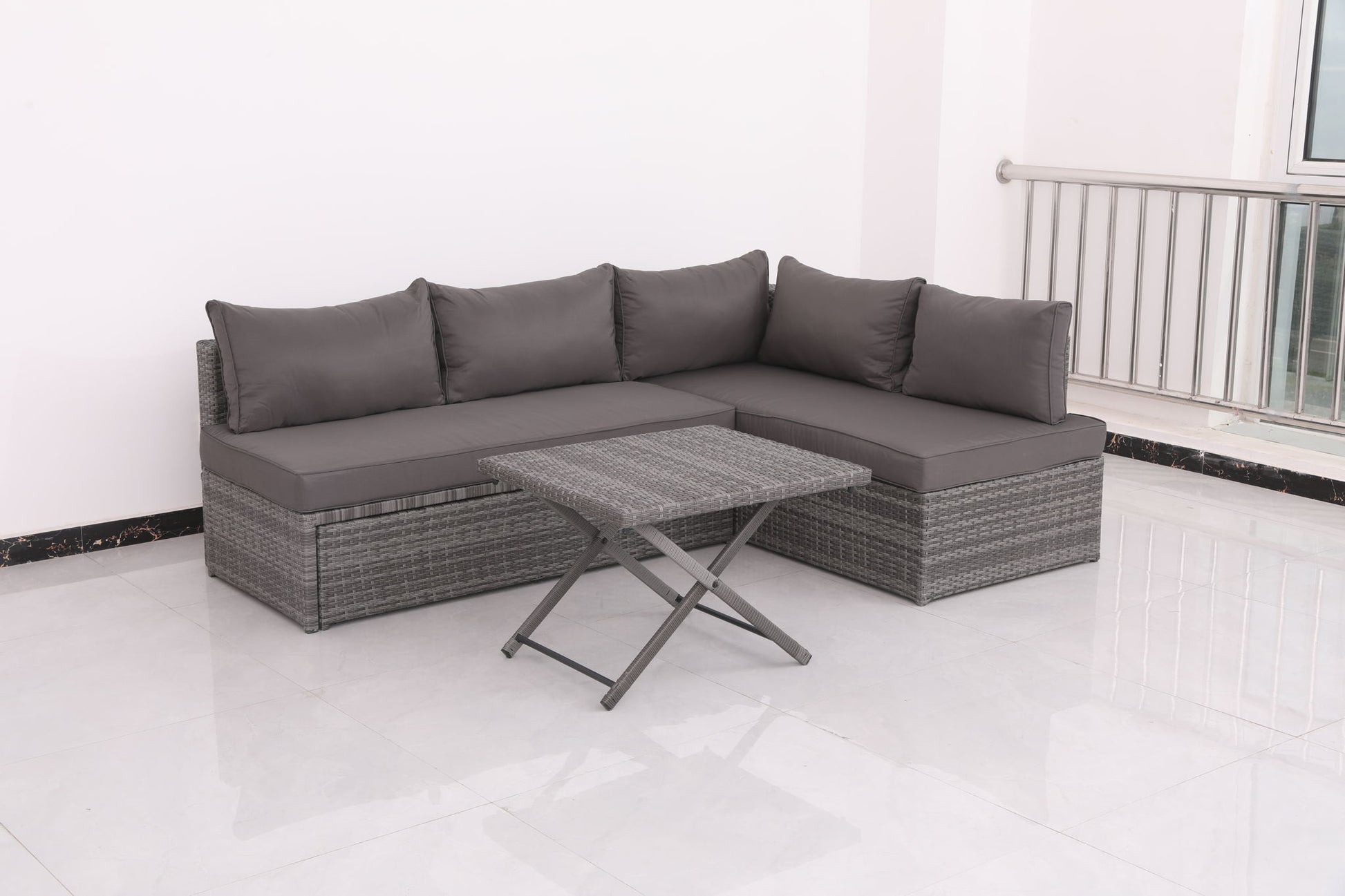 Patio Sofa With Cushions - Gray Home Essentials