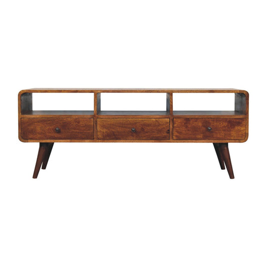 Trio Curved Media Unit - Antique Bronze Artisan Furniture