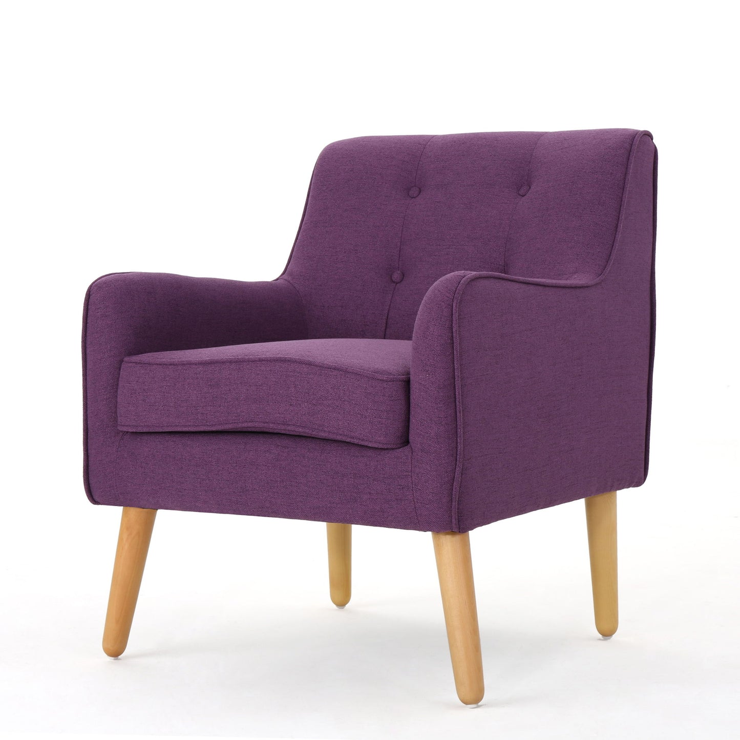 Modern Arm Chair With Tufted Back And Wooden Legs Noble House