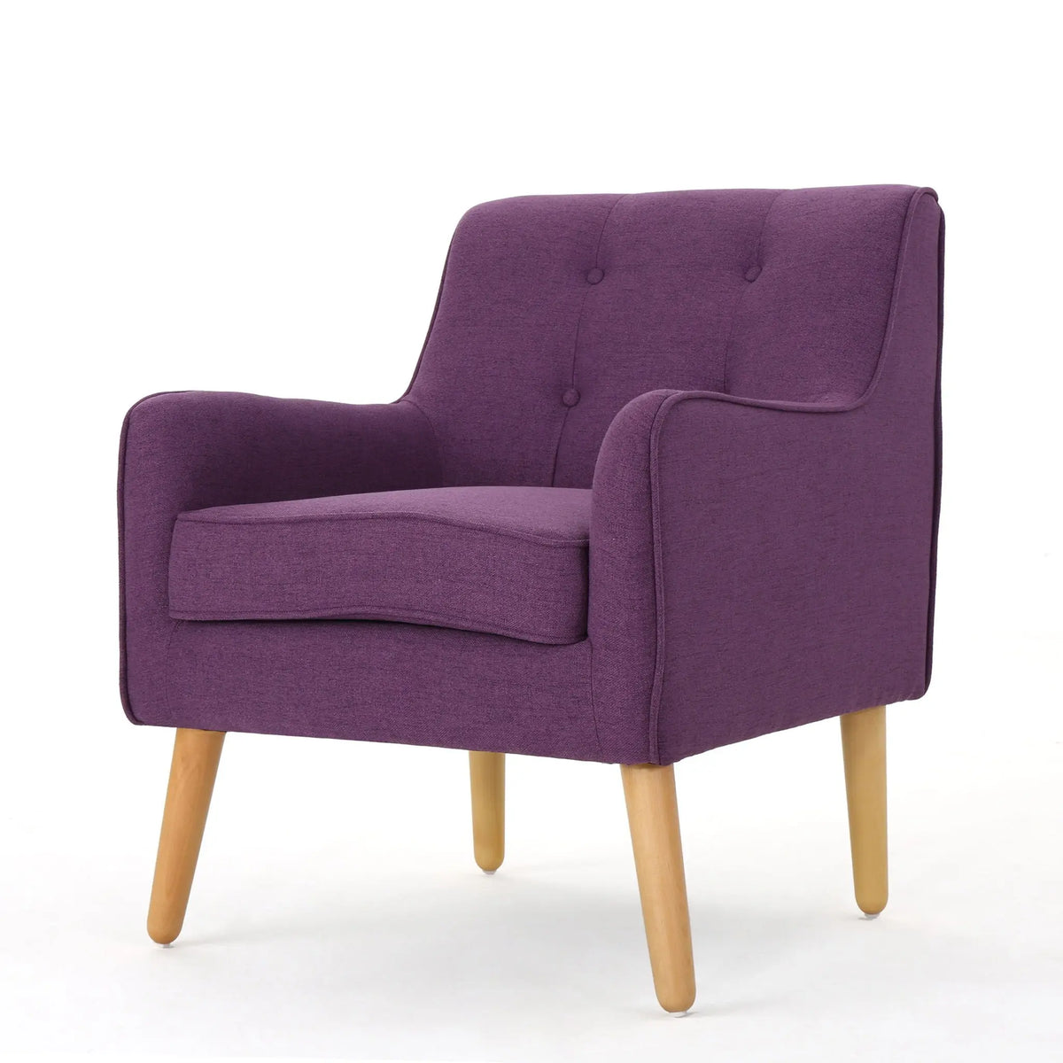 Modern Arm Chair With Tufted Back And Wooden Legs Noble House