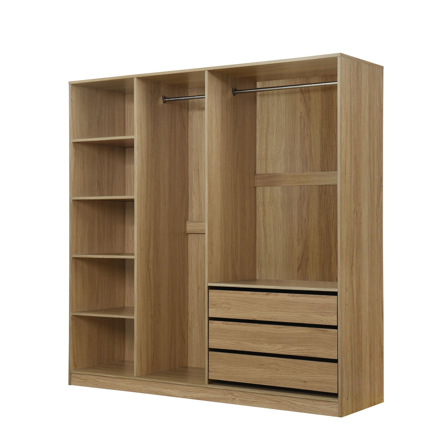 Doorless Storage Wardrobe For Dedroom With Shelves And 3 Drawers Timeless Haven