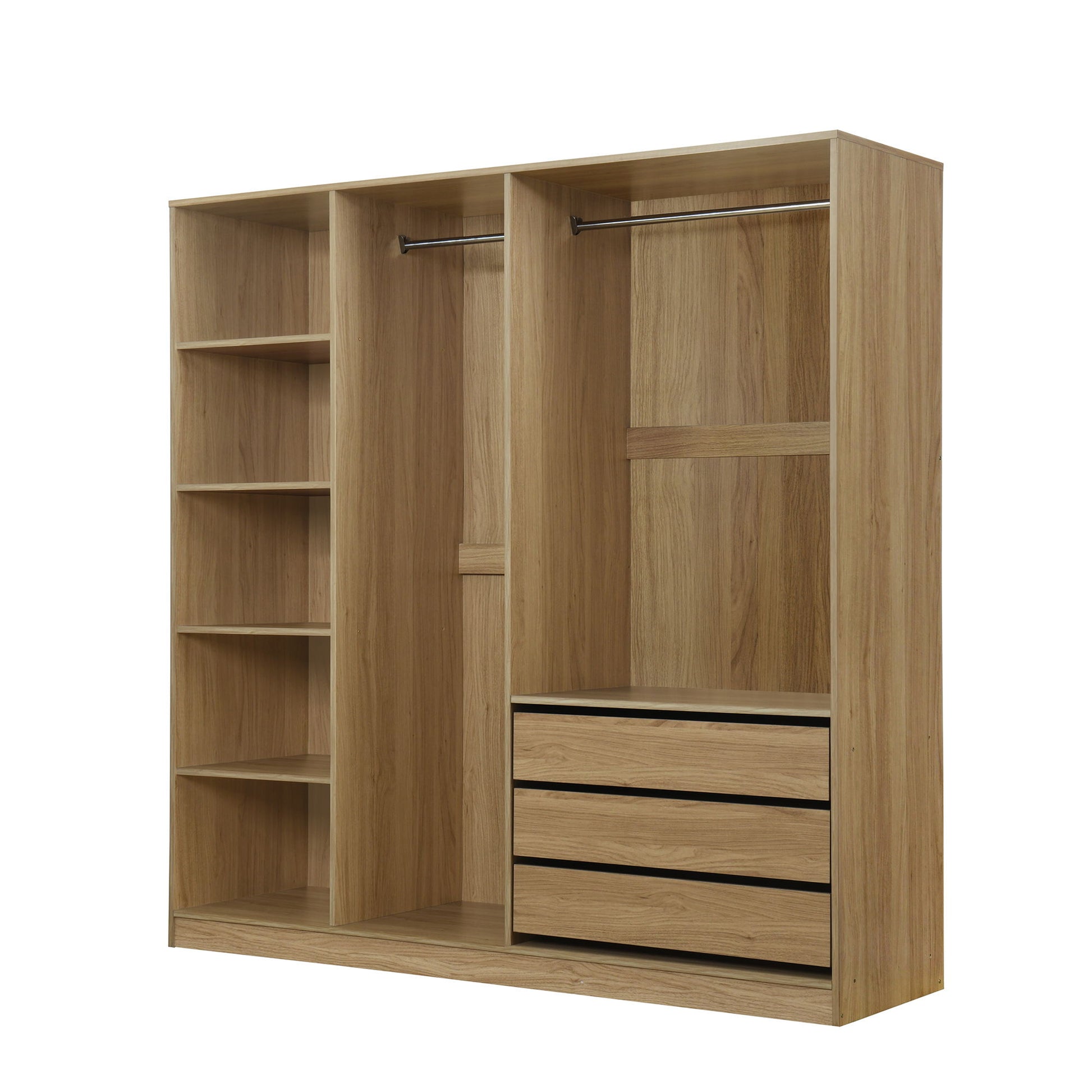 Doorless Storage Wardrobe For Dedroom With Shelves And 3 Drawers Timeless Haven