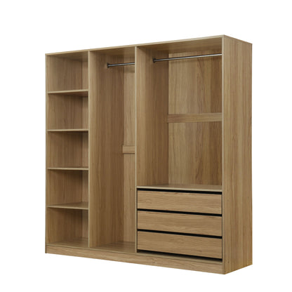 Doorless Storage Wardrobe For Dedroom With Shelves And 3 Drawers Timeless Haven
