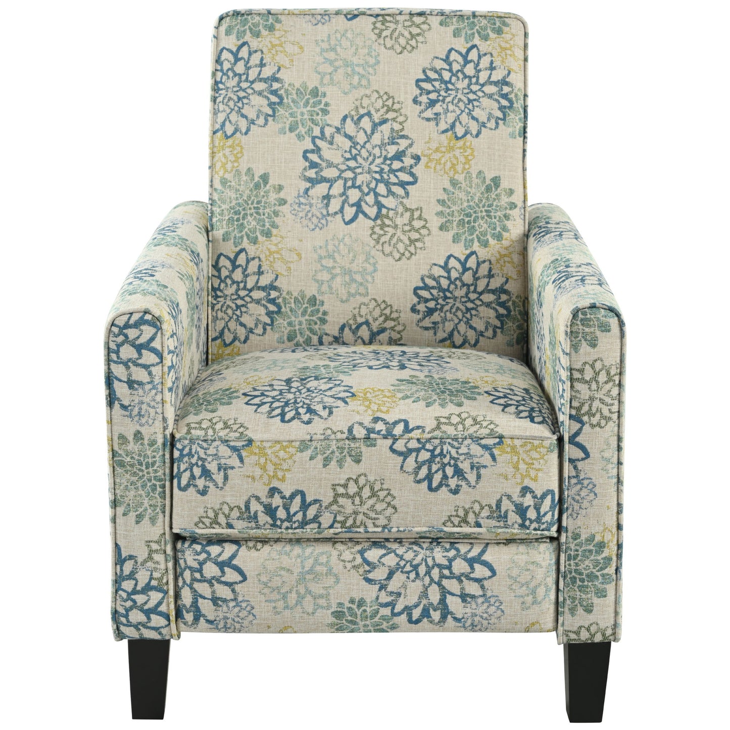 Upholstered Push Back Recliner Chair For Living Room - Blue Noble House