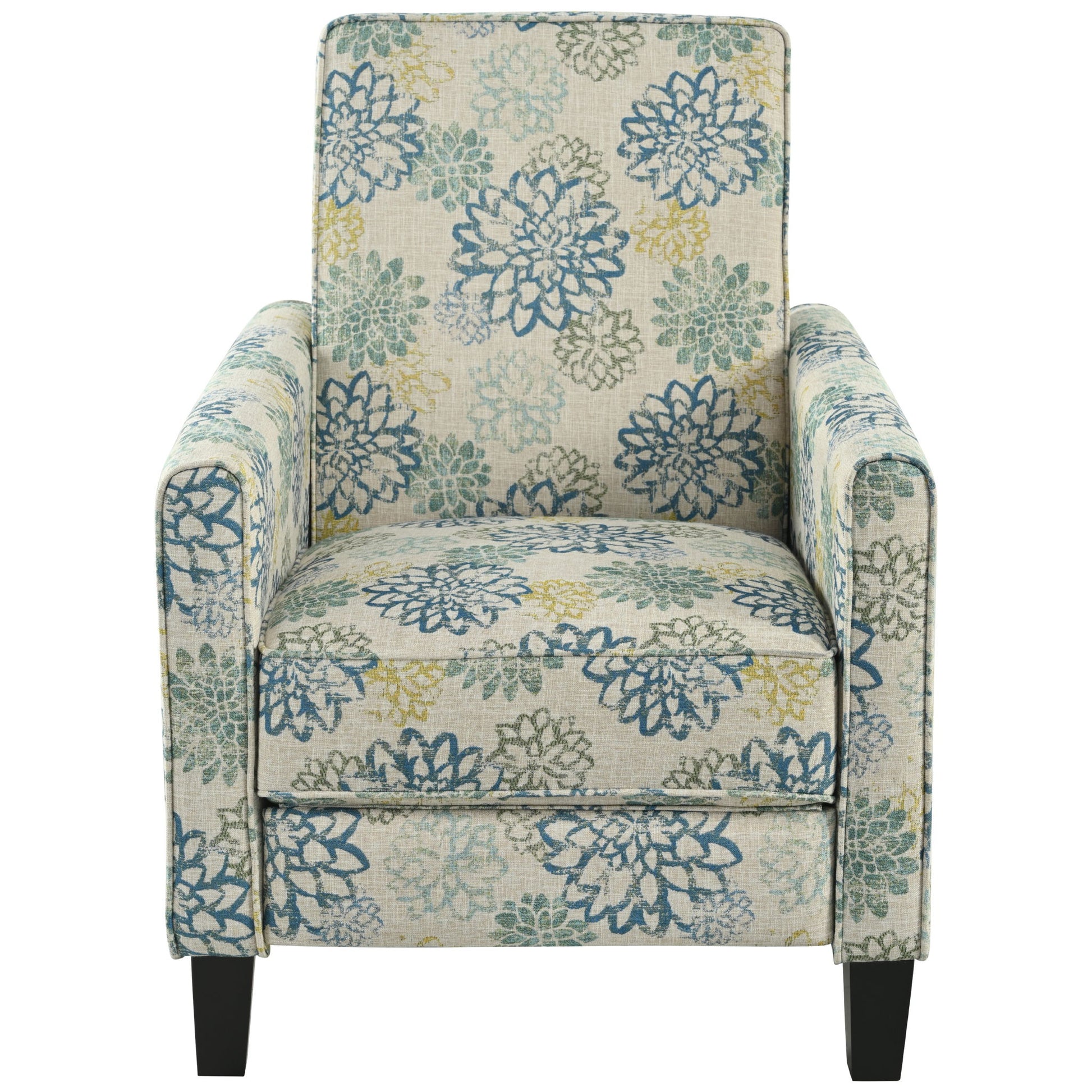 Upholstered Push Back Recliner Chair For Living Room - Blue Noble House