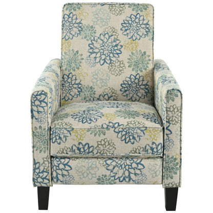 Upholstered Push Back Recliner Chair For Living Room - Blue Noble House