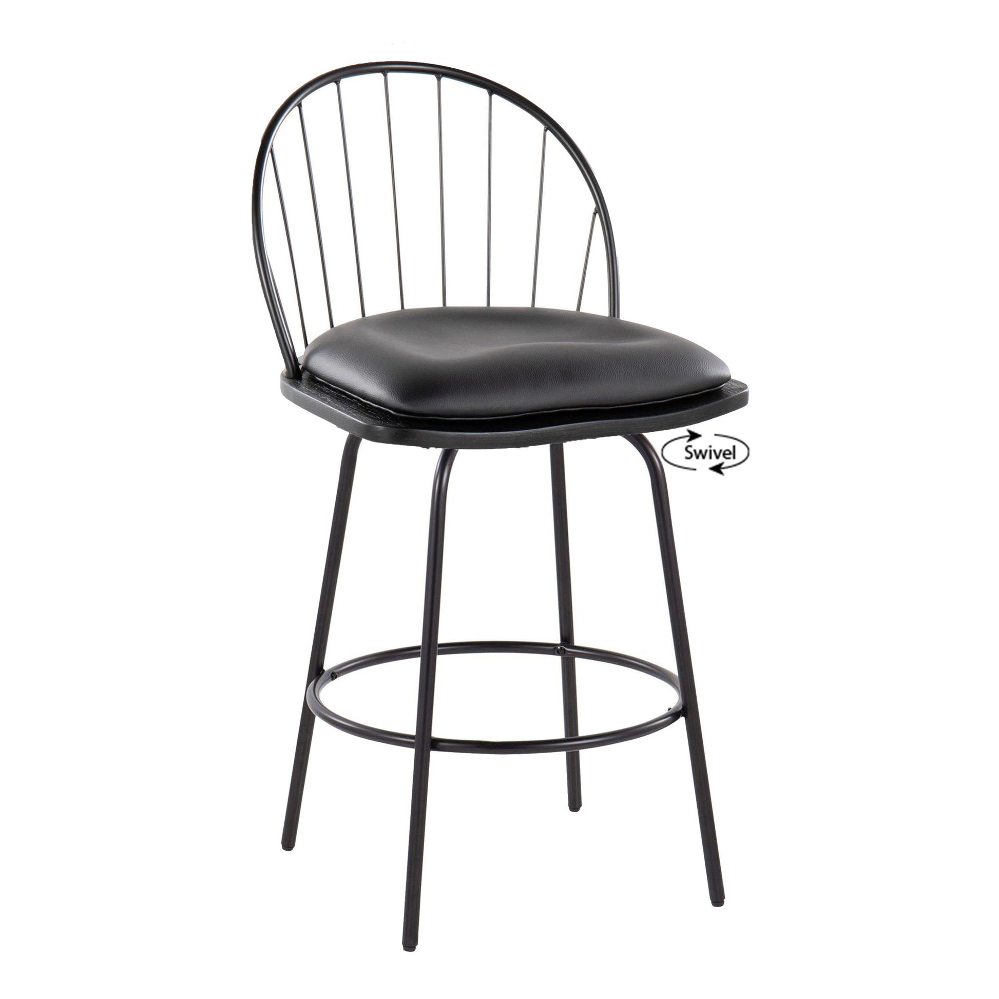 Riley - Claire Farmhouse Fixed Height Counter Stool With Swivel With Round Footrest (Set of 2) Lumi Source