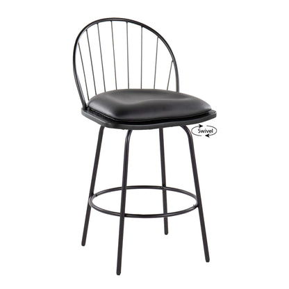Riley - Claire Farmhouse Fixed Height Counter Stool With Swivel With Round Footrest (Set of 2) Lumi Source