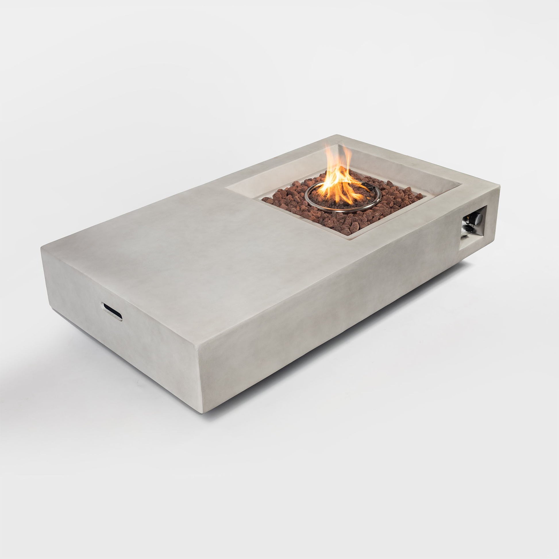 Propane Gas Fire Pit Table, 50000 Btu Rectangular Concrete Fire Pit For Outside Patio Deck Garden Backyard - Light Gray Home Essentials