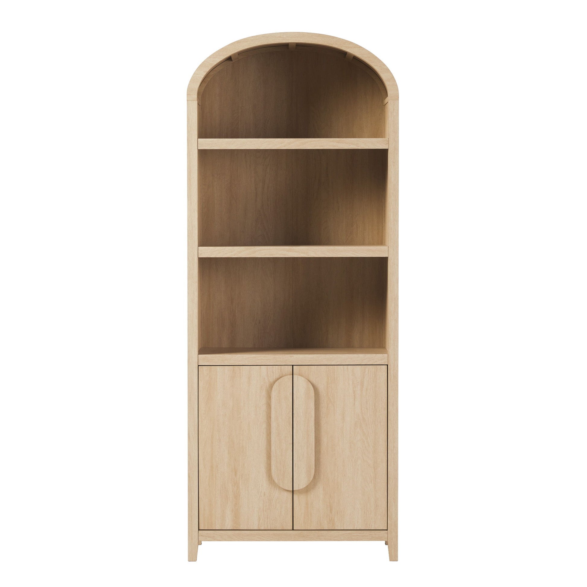 Modern 3 Shelf Open Arched Bookcase Cabinet Walker Edison