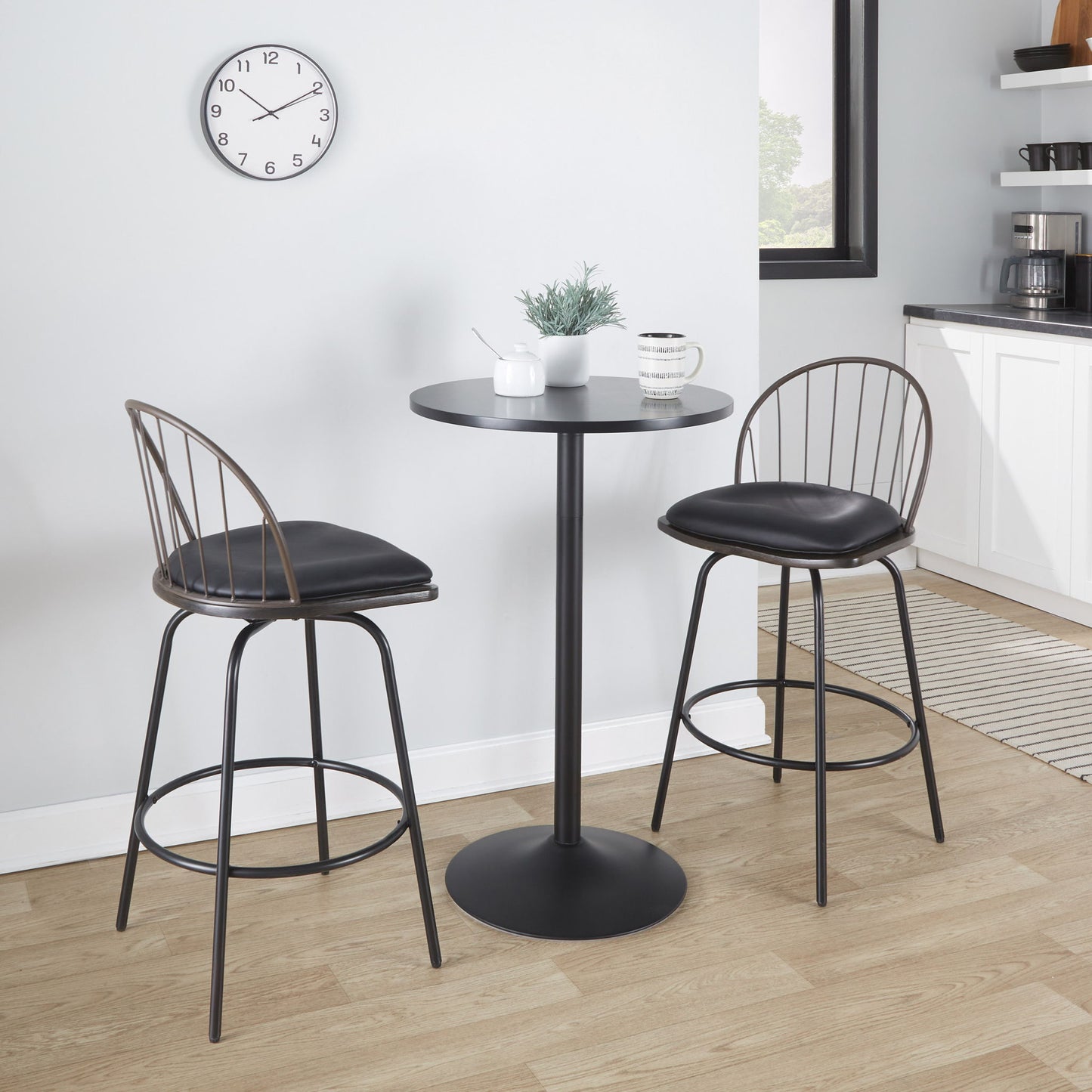 Riley - Claire Farmhouse Fixed Height Counter Stool With Swivel With Round Footrest (Set of 2) Lumi Source