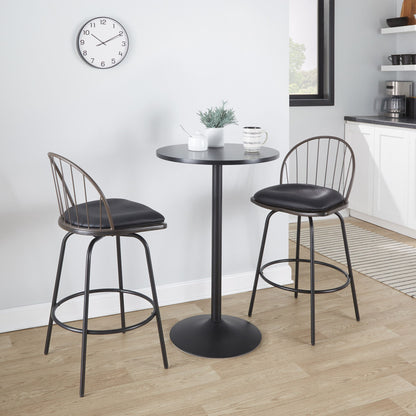 Riley - Claire Farmhouse Fixed Height Counter Stool With Swivel With Round Footrest (Set of 2) Lumi Source