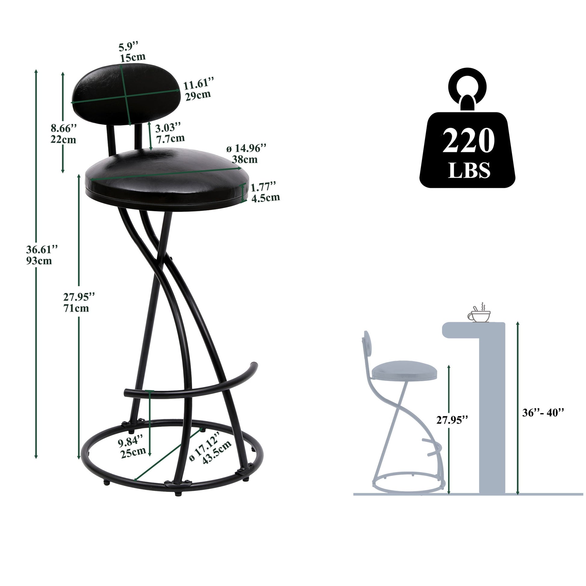 Bar Stools Upholstered Counter Height Barstools For Kitchen Island Modern PU Leather Dining Chairs With Footrest (Set of 2) Home Essentials