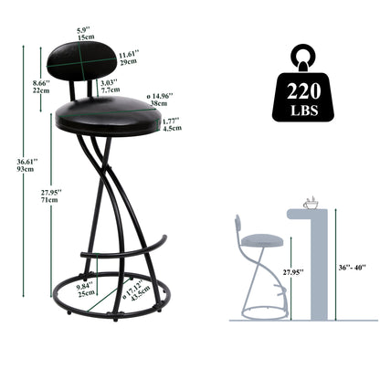 Bar Stools Upholstered Counter Height Barstools For Kitchen Island Modern PU Leather Dining Chairs With Footrest (Set of 2) Home Essentials