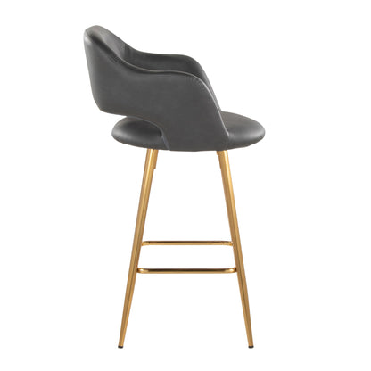Margarite - Contemporary Fixed Height Counter Stool With Footrest (Set of 2) With Square Lumi Source