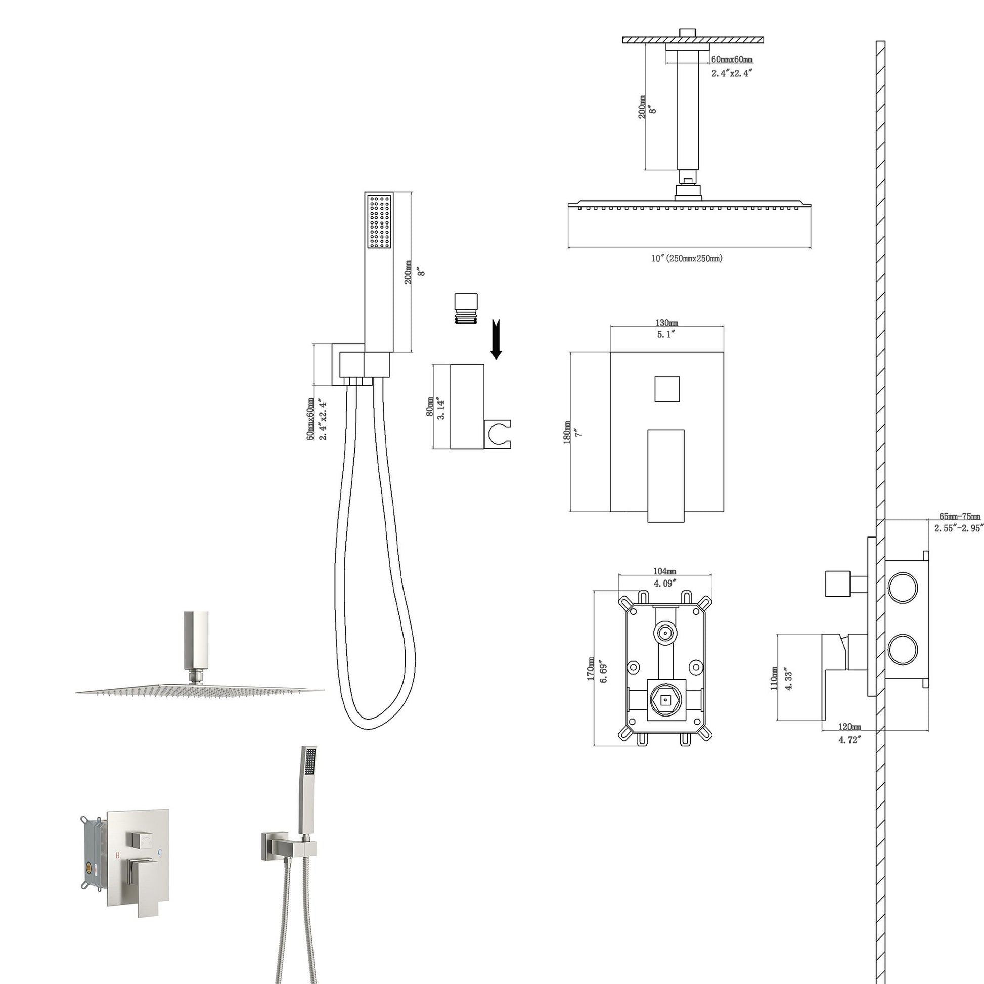 Dual Shower Head System With Ceiling Mount And Rough In Valve Daily Nest