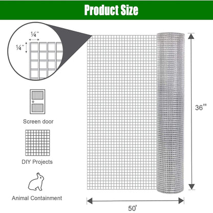 Galvanized Hardware Cloth, Gauge Metal Wire Fencing Roll For Garden And Animal Protection - Silver Daily Nest