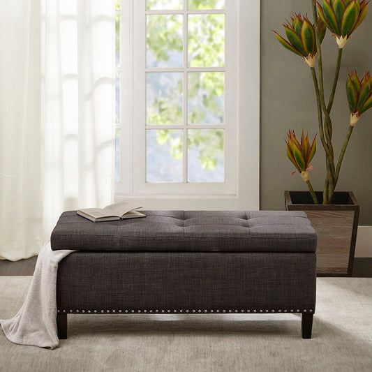 Shandra II - Tufted Top Storage Bench - Charcoal Madison Park