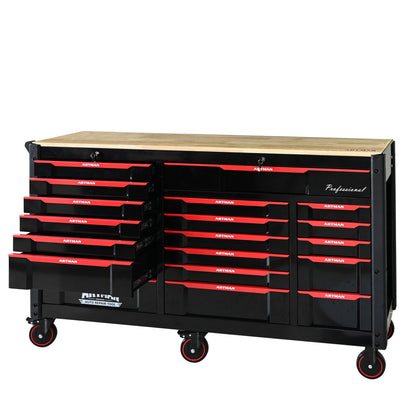 Heavy Duty Tool Cart With 19 Drawers, Tools Not Included, Mobile Storage For Workshop Or Laboratory - Black / Red Daily Nest
