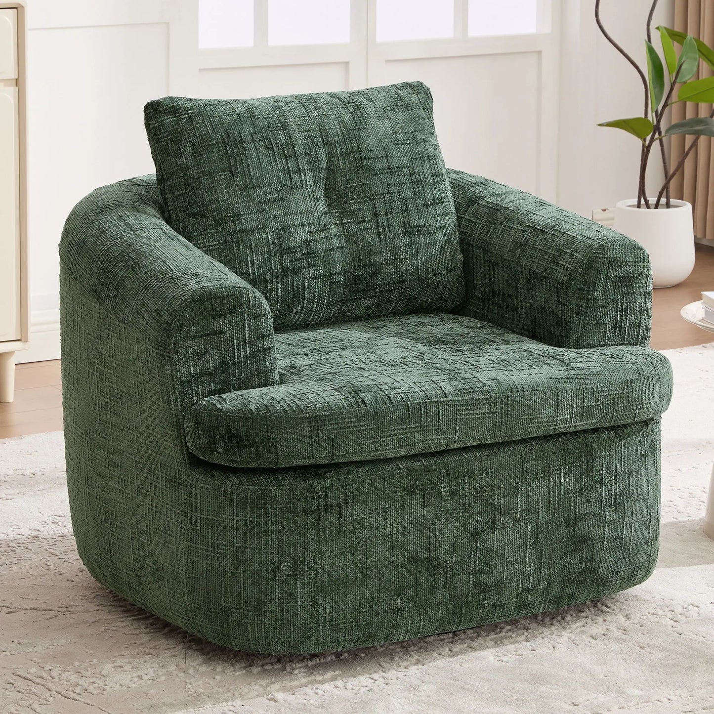 Modern Swivel Barrel Chair With Dual-Layer Cushion Hearth and Haven