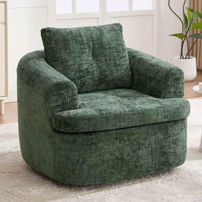 Modern Swivel Barrel Chair With Dual-Layer Cushion Hearth and Haven