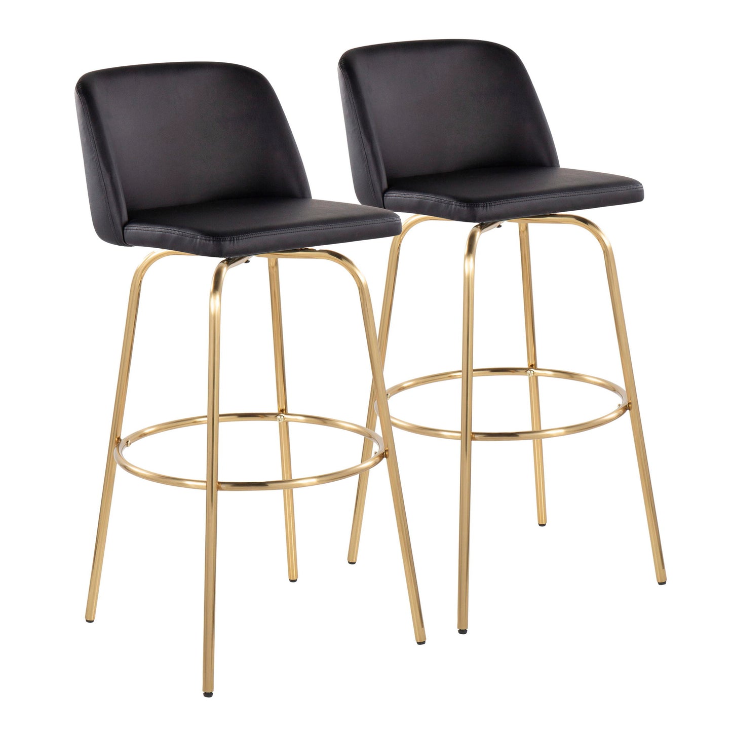 Toriano - Contemporary Fixed Height Barstool With Swivel And Round Footrest (Set of 2) Lumi Source