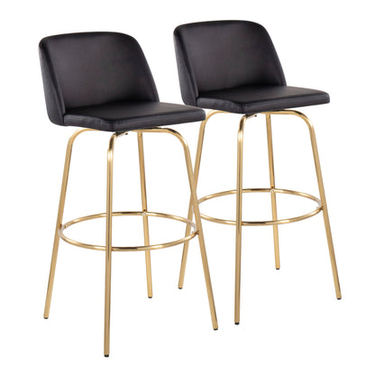 Toriano - Contemporary Fixed Height Barstool With Swivel And Round Footrest (Set of 2) Lumi Source