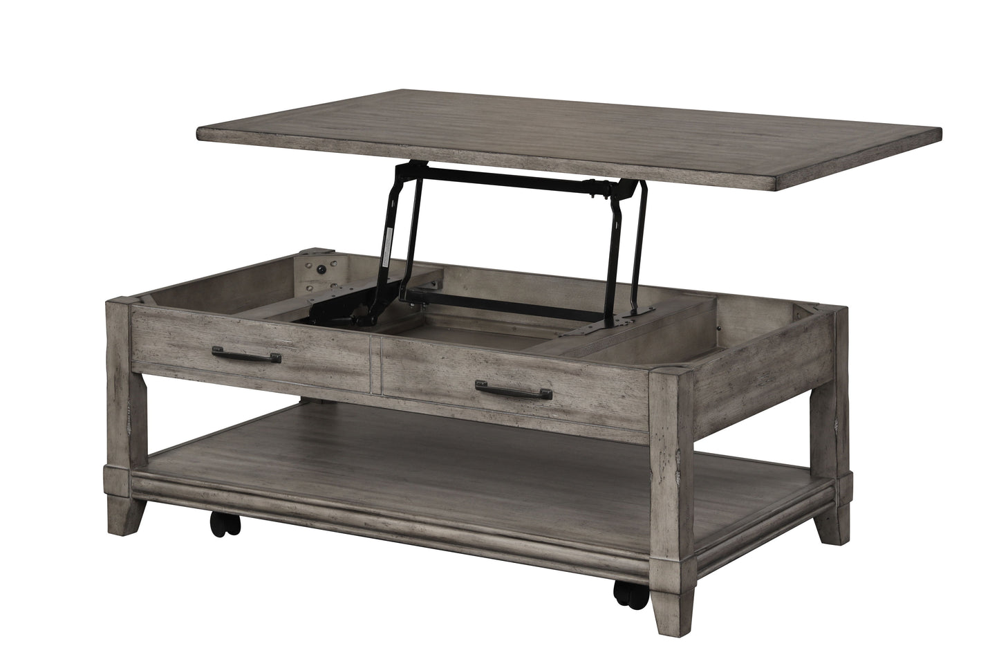 Lift Top Cocktail Table With Casters - Gray