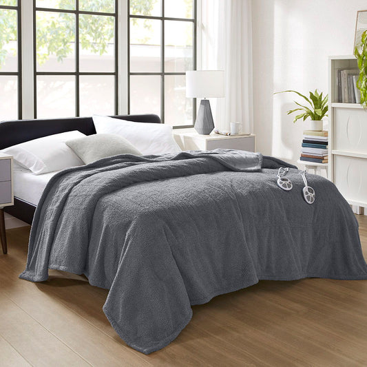 Dream Soft Heated - Queen Blanket - Gray Serta