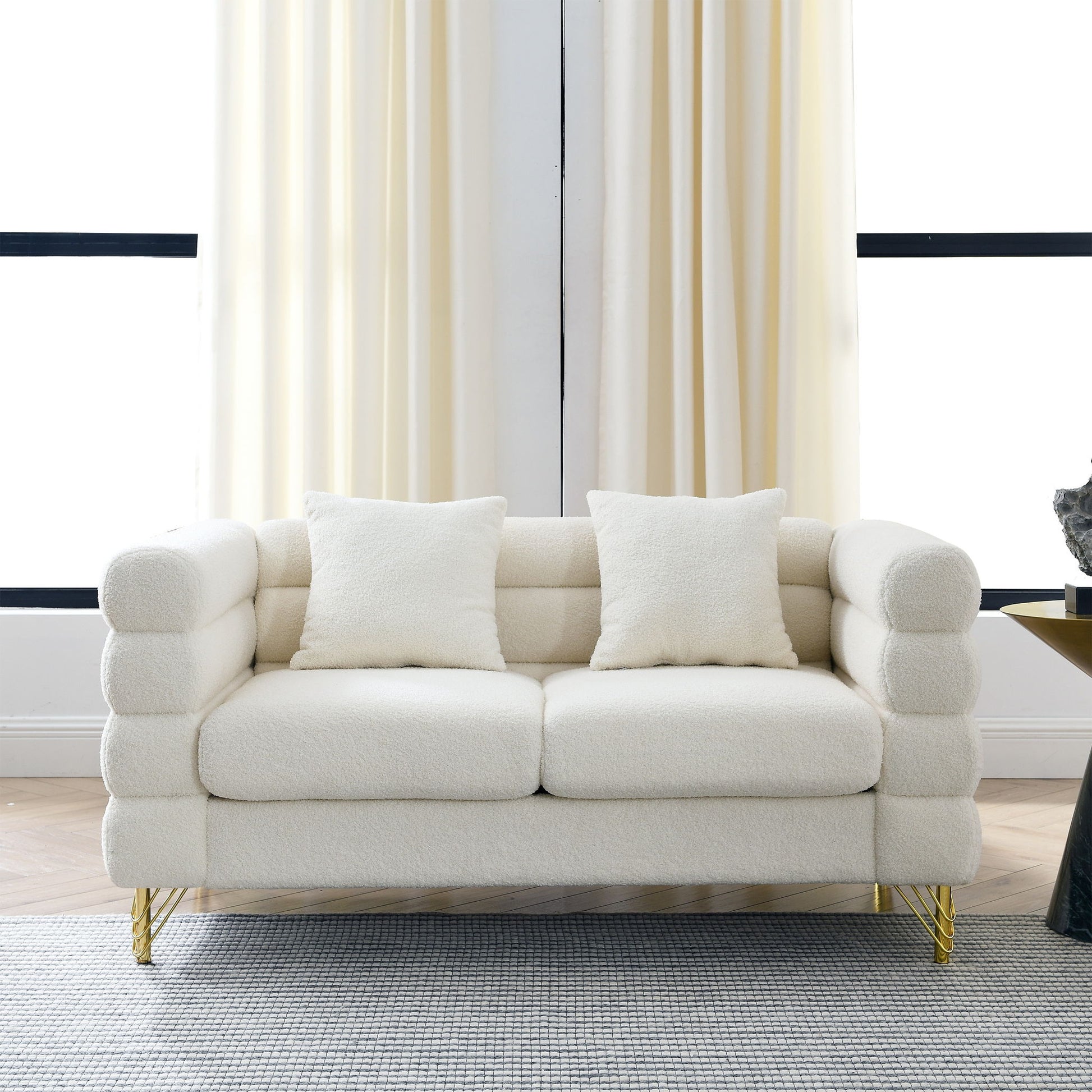Oversized 2 Seater Sectional Sofa With Deep Seating And 2 Pillows Home Essentials
